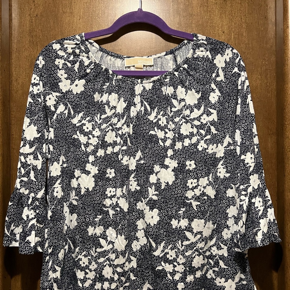 Michael Kors Floral Navy blue and White Women's Top